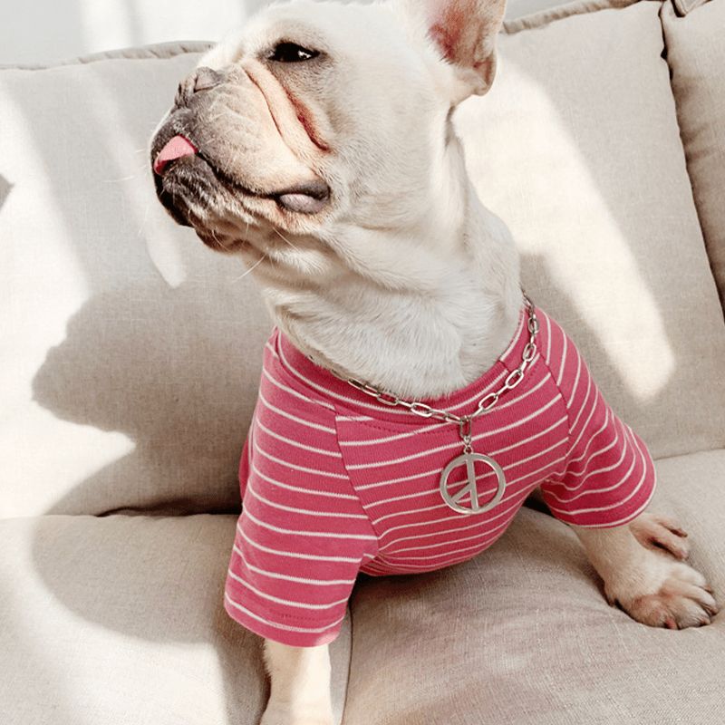 Dog Cotton Striped T-shirt for Adults and Pets Matching Outfit - PIKAPIKA