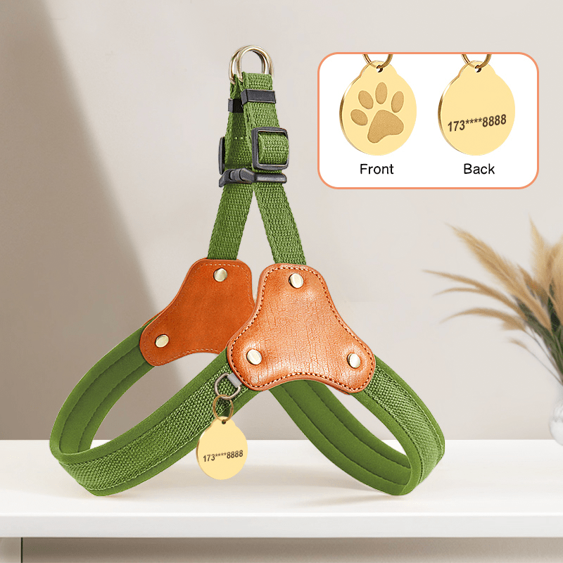 Dog Harness Vest No - Pull Custom ID Tag with Leashes - PIKAPIKA