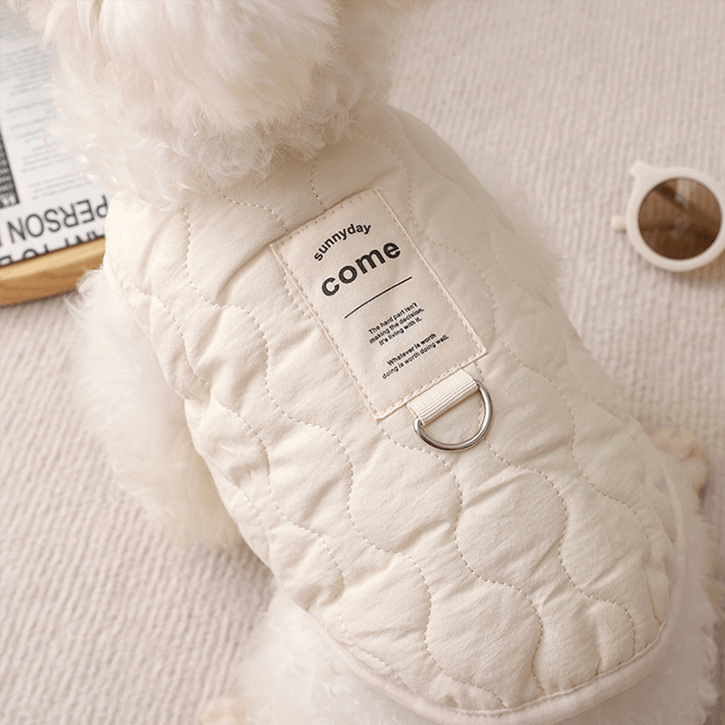 Dog Jacket Cotton Quilting Padded Vest Sleeveless Clothes with D Ring Winter Warm - PIKAPIKA