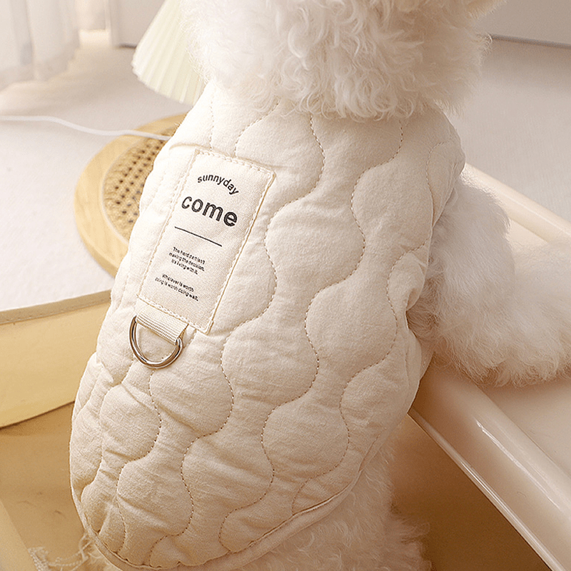 Dog Jacket Cotton Quilting Padded Vest Sleeveless Clothes with D Ring Winter Warm - PIKAPIKA