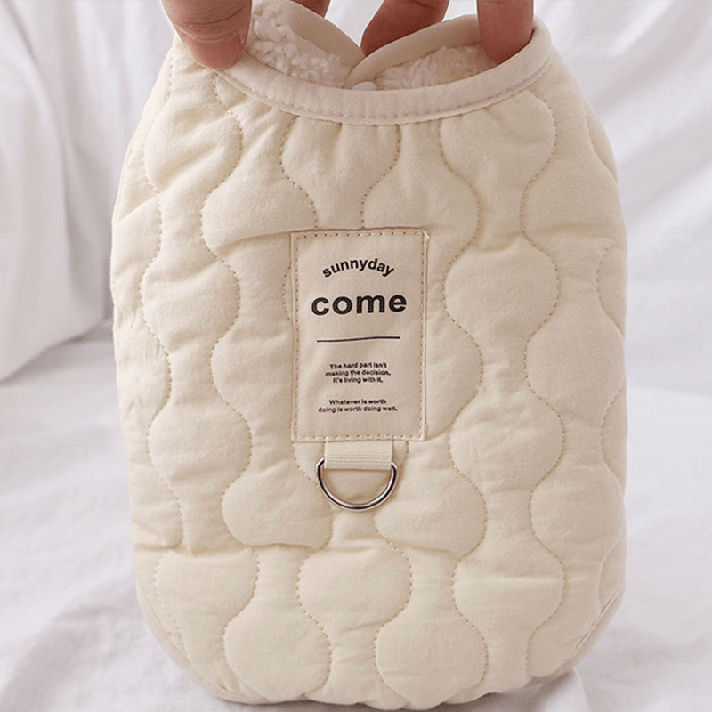 Dog Jacket Cotton Quilting Padded Vest Sleeveless Clothes with D Ring Winter Warm - PIKAPIKA