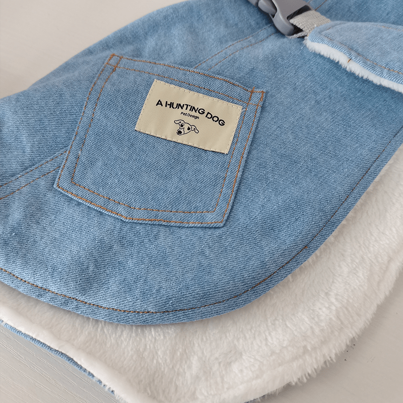 Dog Jacket Denim Coat Fleece Lining for Italian Greyhound Whippet Clothes - PIKAPIKA