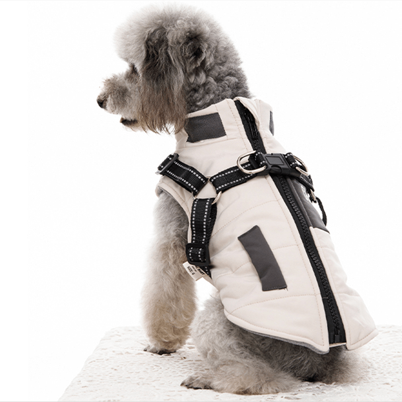 Dog Jacket Padded Vest Sleeveless Clothes with D Ring Winter Warm - PIKAPIKA