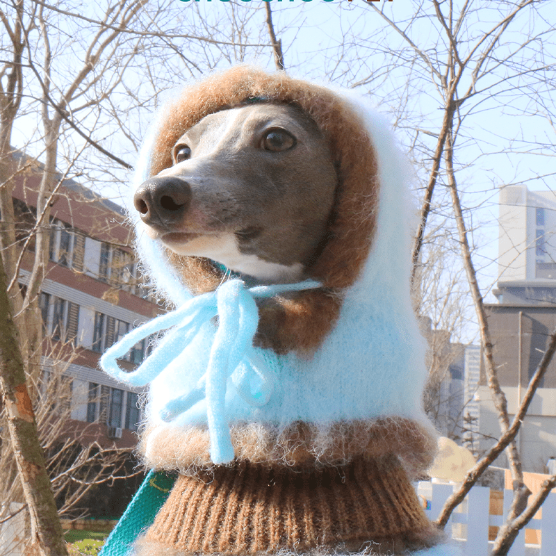 Dog Jumper Knit Plush Sweater for Italian Greyhound Clothes with Hat - PIKAPIKA
