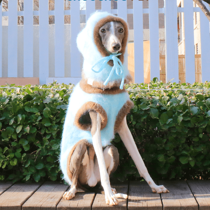 Dog Jumper Knit Plush Sweater for Italian Greyhound Clothes with Hat - PIKAPIKA
