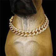 Dog Necklace Accessory Faux Diamonds Golden Chain - PIKAPIKA