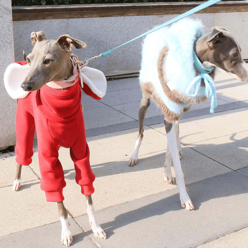 Dog Onesies Fleece Hoodie for Italian Greyhound Whippet Clothes with Ear Cover - PIKAPIKA