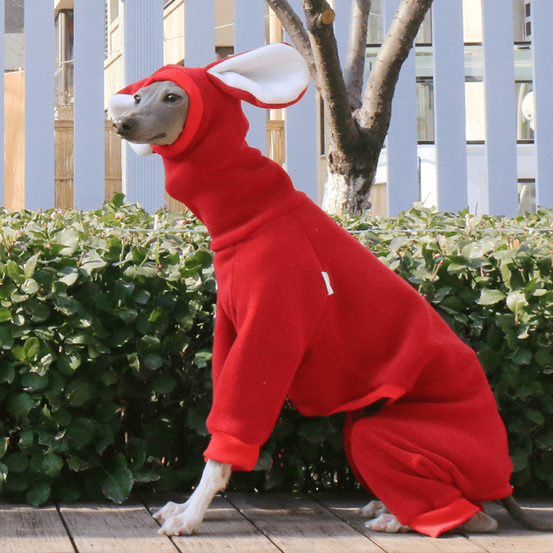 Dog Onesies Fleece Hoodie for Italian Greyhound Whippet Clothes with Ear Cover - PIKAPIKA