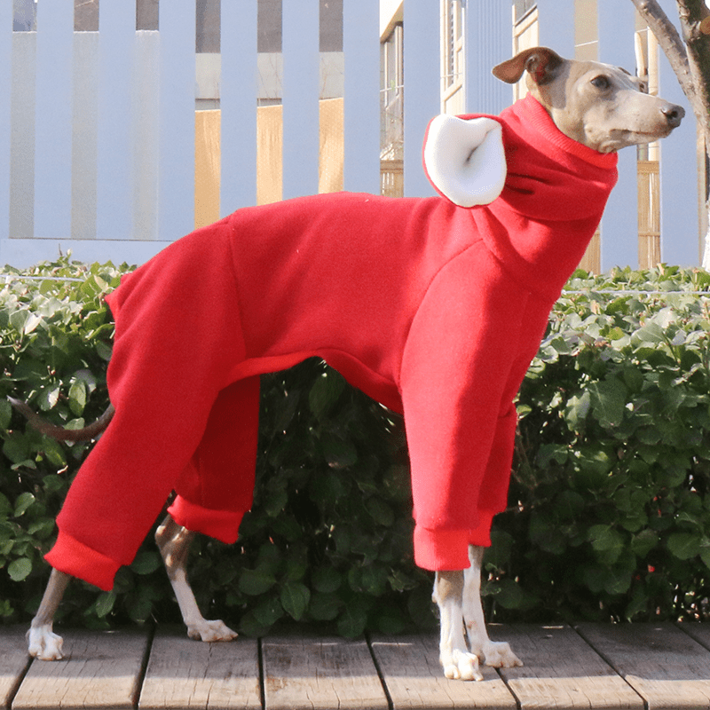Dog Onesies Fleece Hoodie for Italian Greyhound Whippet Clothes with Ear Cover - PIKAPIKA