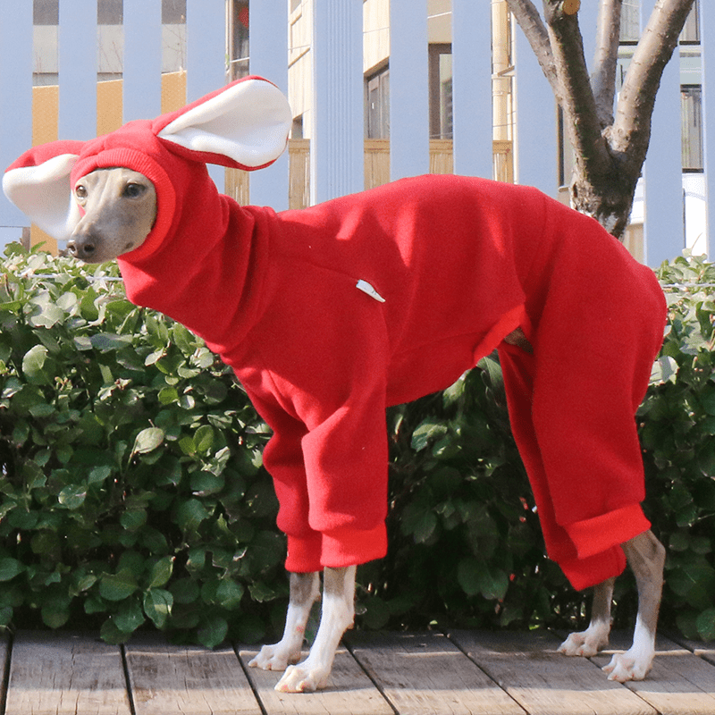 Dog Onesies Fleece Hoodie for Italian Greyhound Whippet Clothes with Ear Cover - PIKAPIKA