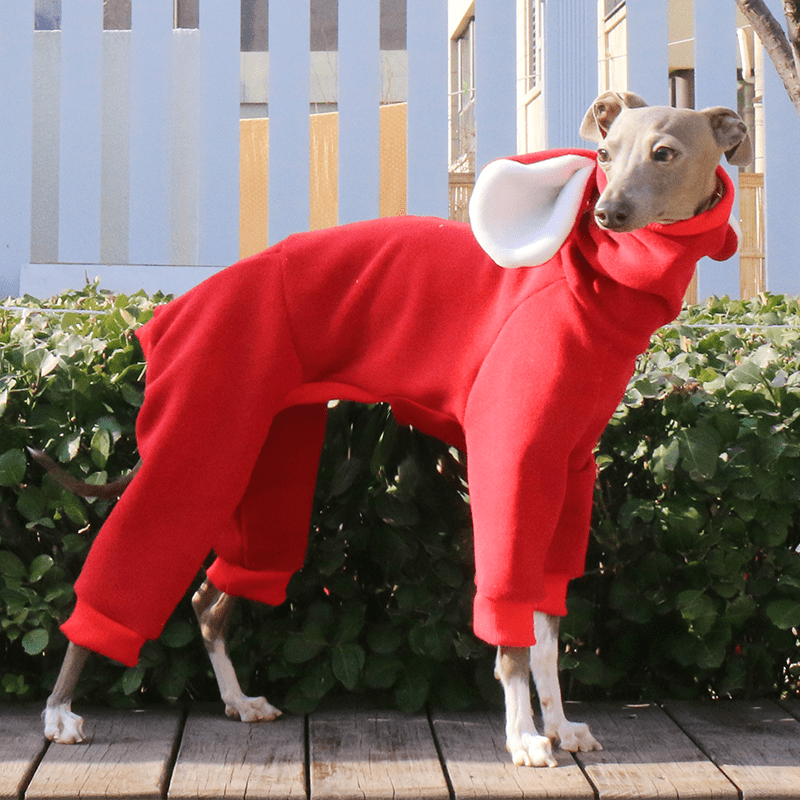 Dog Onesies Fleece Hoodie for Italian Greyhound Whippet Clothes with Ear Cover - PIKAPIKA