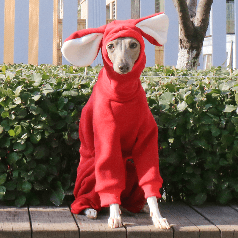 Dog Onesies Fleece Hoodie for Italian Greyhound Whippet Clothes with Ear Cover - PIKAPIKA