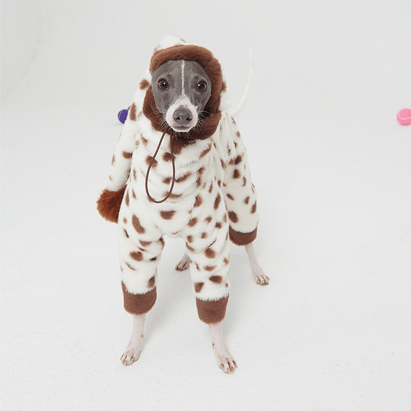 Dog Onesies Fleece Italian Greyhound Clothes Turtleneck Faux Fur Brown - PIKAPIKA