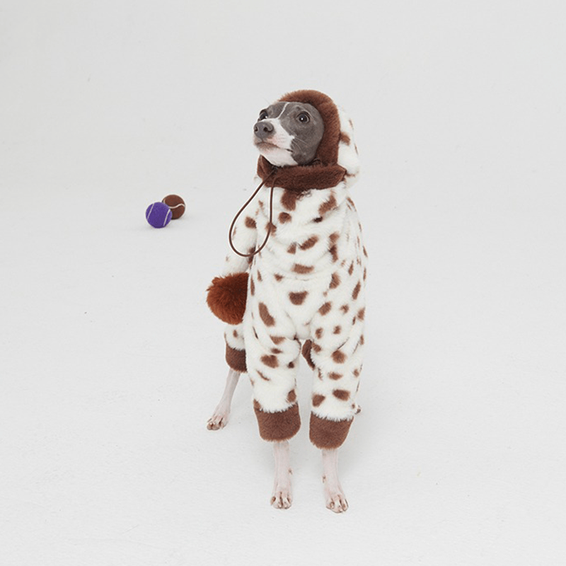 Dog Onesies Fleece Italian Greyhound Clothes Turtleneck Faux Fur Brown - PIKAPIKA