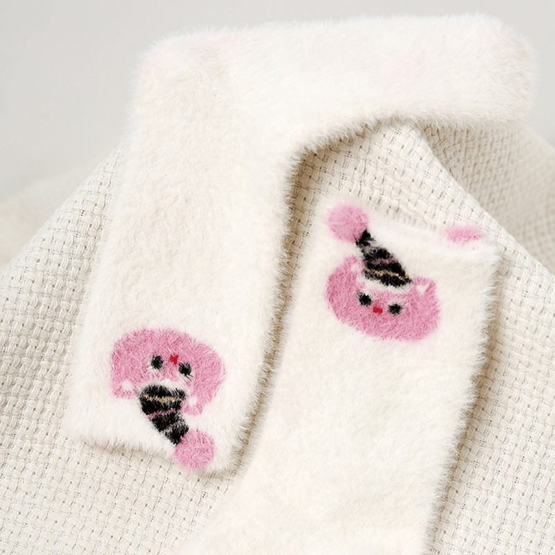 Dog Pattern 3pcs Thick Socks Faux Mink Fleece Warm Slouch Socks for Human - PIKAPIKA