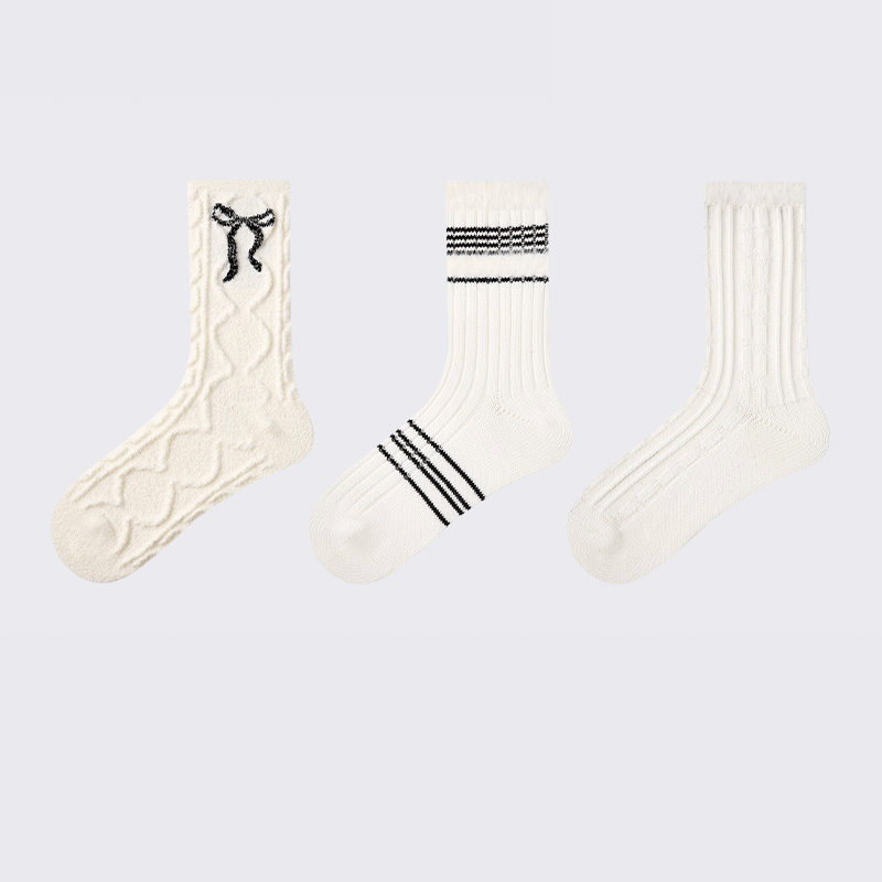 Dog Pattern 3pcs Thick Socks for Women, Faux Mink Fleece Warm Slouch Socks - PIKAPIKA