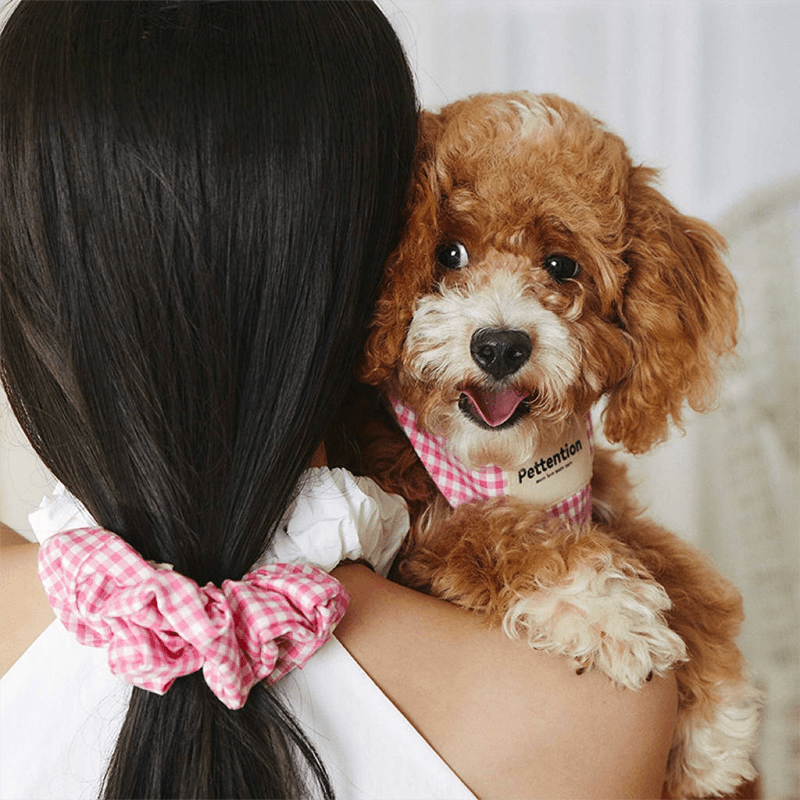 Dog Pink Plaid Bandana Parent and Puppy Series for Small to Medium Dogs - PIKAPIKA