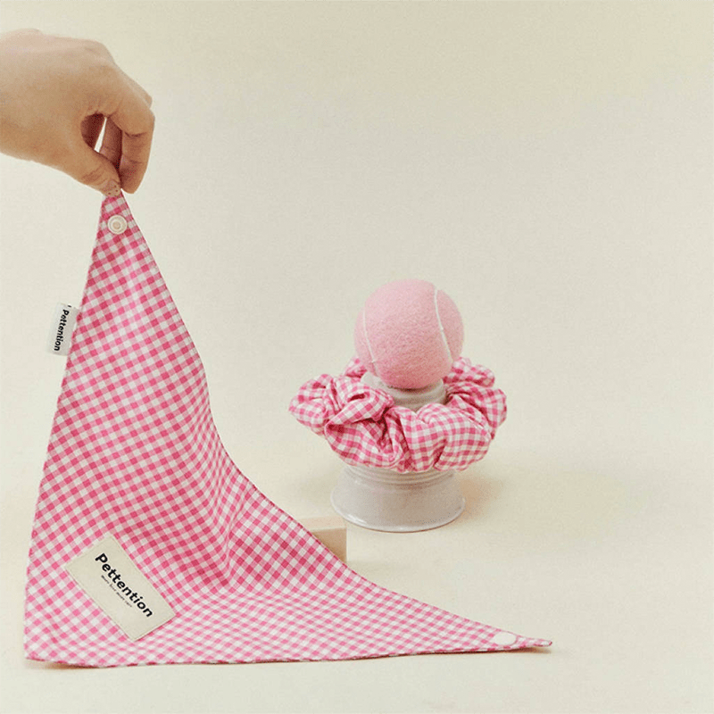 Dog Pink Plaid Bandana Parent and Puppy Series for Small to Medium Dogs - PIKAPIKA