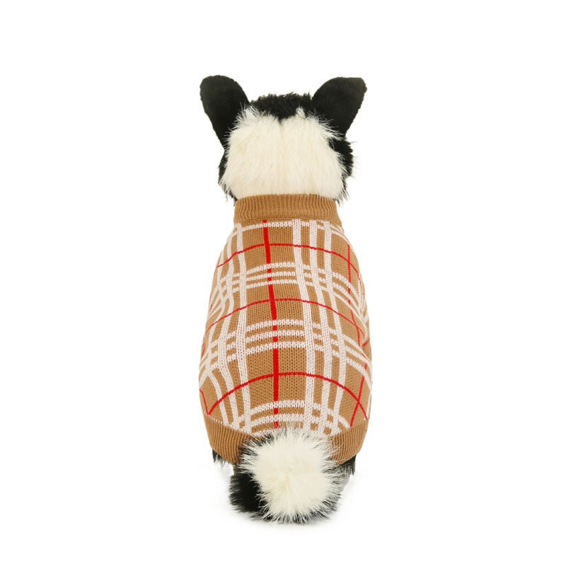 Dog Sweater Cream Stripe Warm Knit Clothes - PIKAPIKA