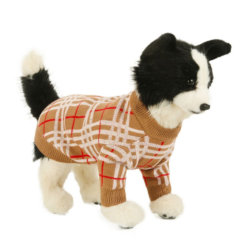Dog Sweater Cream Stripe Warm Knit Clothes - PIKAPIKA