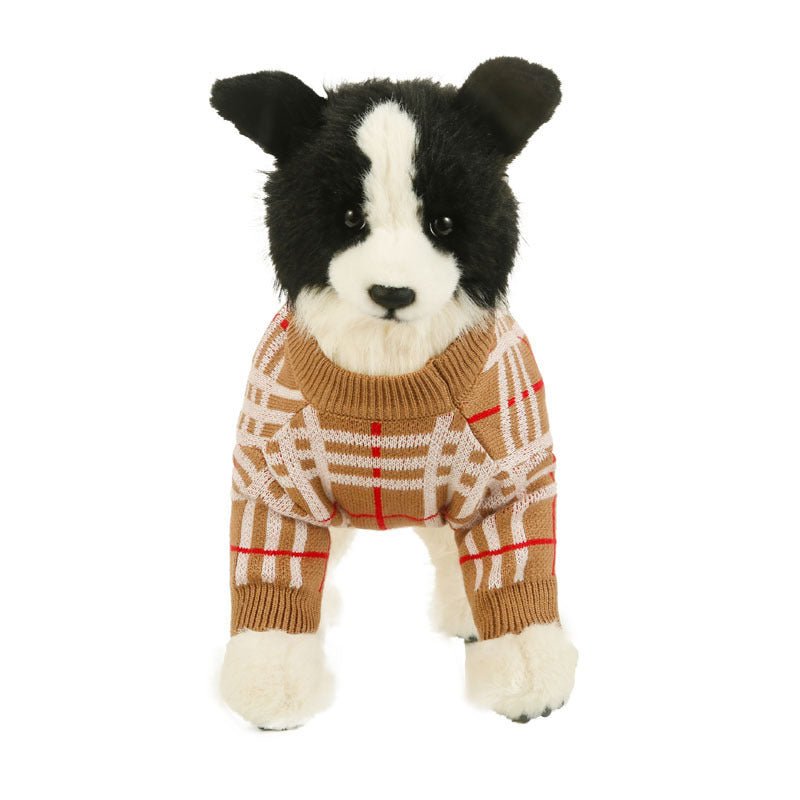 Dog Sweater Cream Stripe Warm Knit Clothes - PIKAPIKA