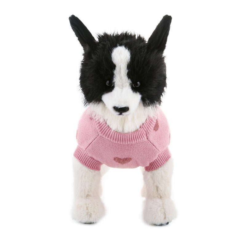 Dog Sweater Pink Love Heart Knit Wear Puppy Clothes - PIKAPIKA