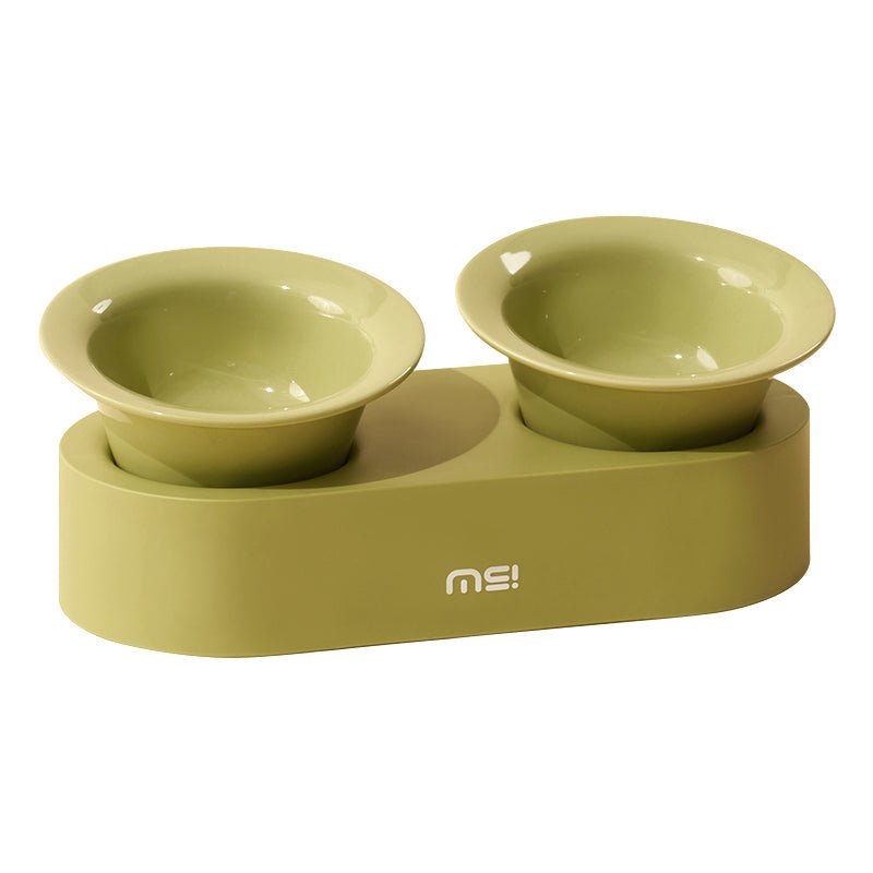 Double Ceramic Pet Food Bowl Dog Cat Water Bowl With Holder - PIKAPIKA