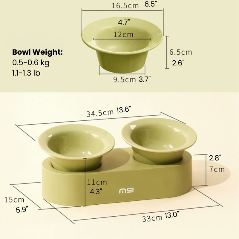 Double Ceramic Pet Food Bowl Dog Cat Water Bowl With Holder - PIKAPIKA