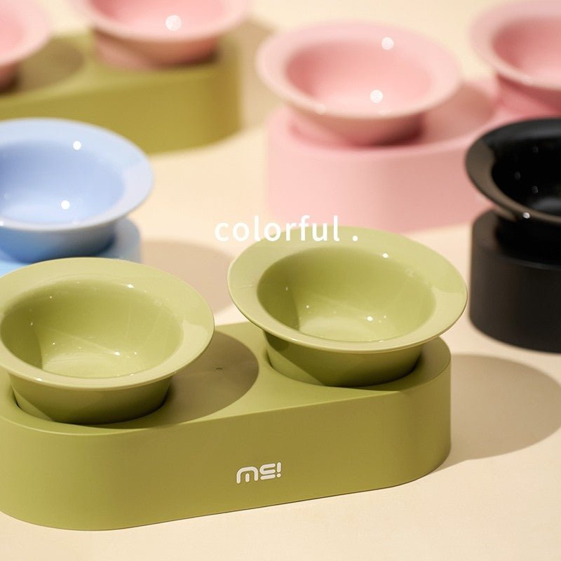 Double Ceramic Pet Food Bowl Dog Cat Water Bowl With Holder - PIKAPIKA