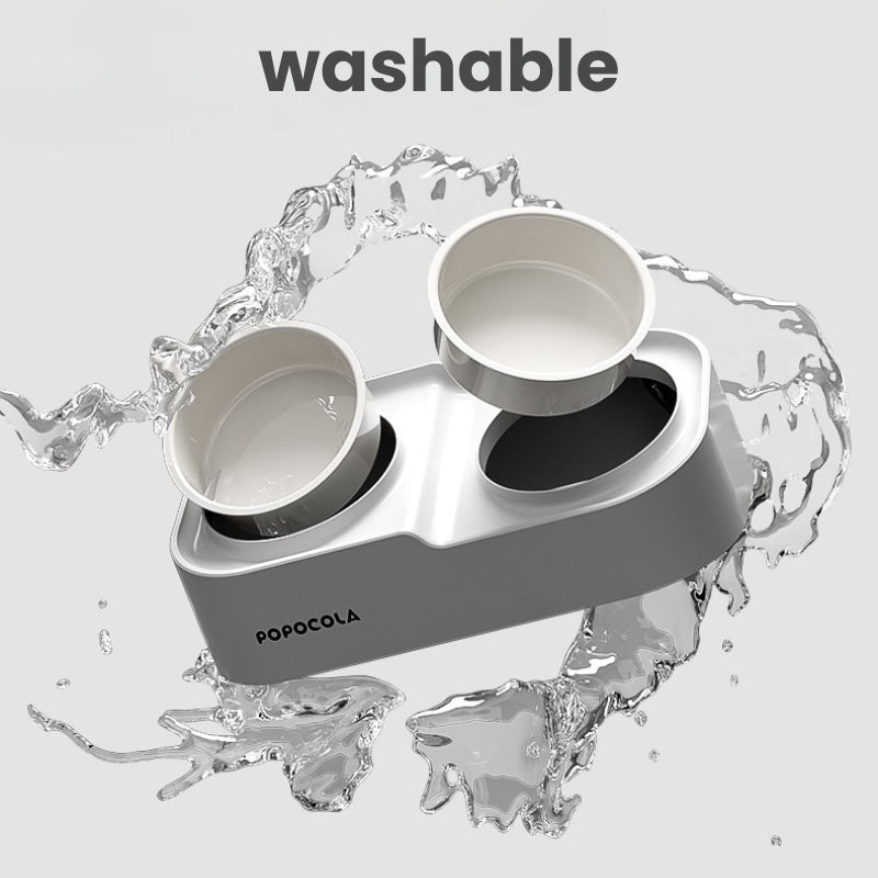 Double Ceramic Pet Food Bowl Dog Water Bowl With Holder - PIKAPIKA