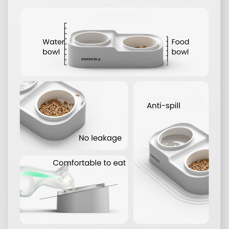 Double Ceramic Pet Food Bowl Dog Water Bowl With Holder - PIKAPIKA