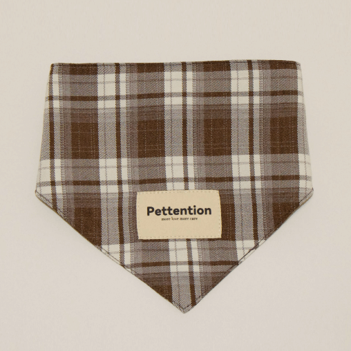 Pet Bandana Brown Plaid Triangle Bib Small
