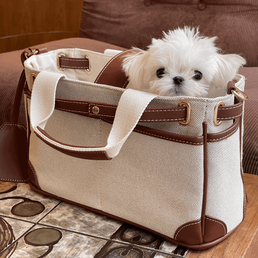 Luxury Pet Tote Bag - Old Money Style Dog Walking Carrier