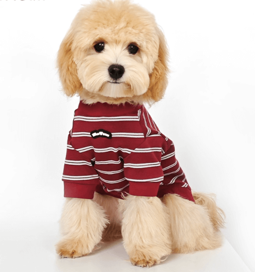 Red Stripe Dog T-Shirt - Long Sleeve Pet Top