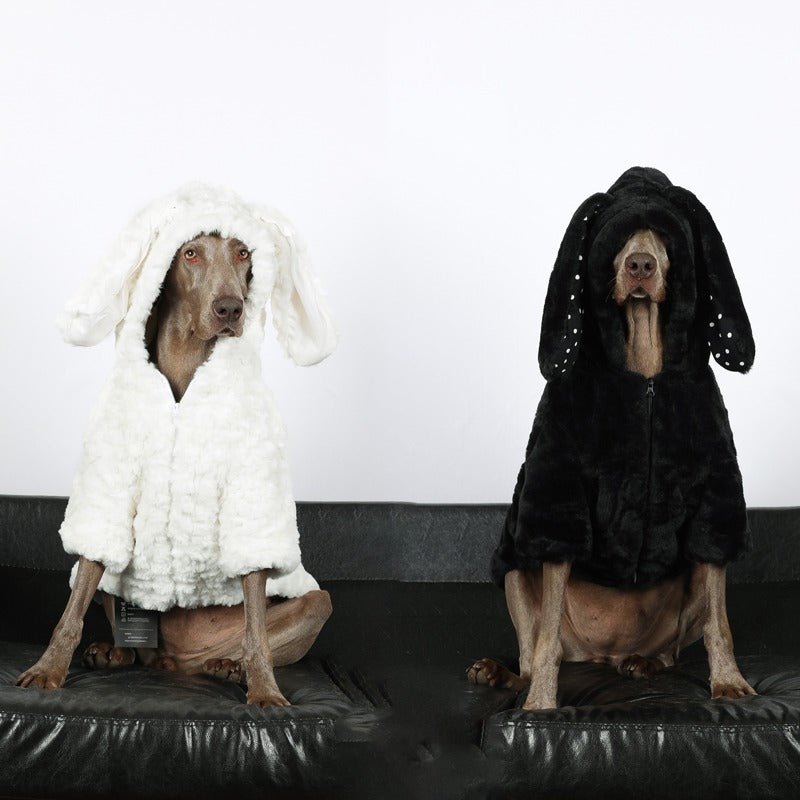 Faux Fur Coat Rabbit Ear Hoodie Jacket Big Dog Clothing - PIKAPIKA