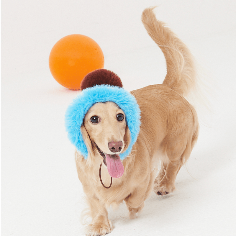 Faux Fur Hat Multicolor Blue+Green - PIKAPIKA