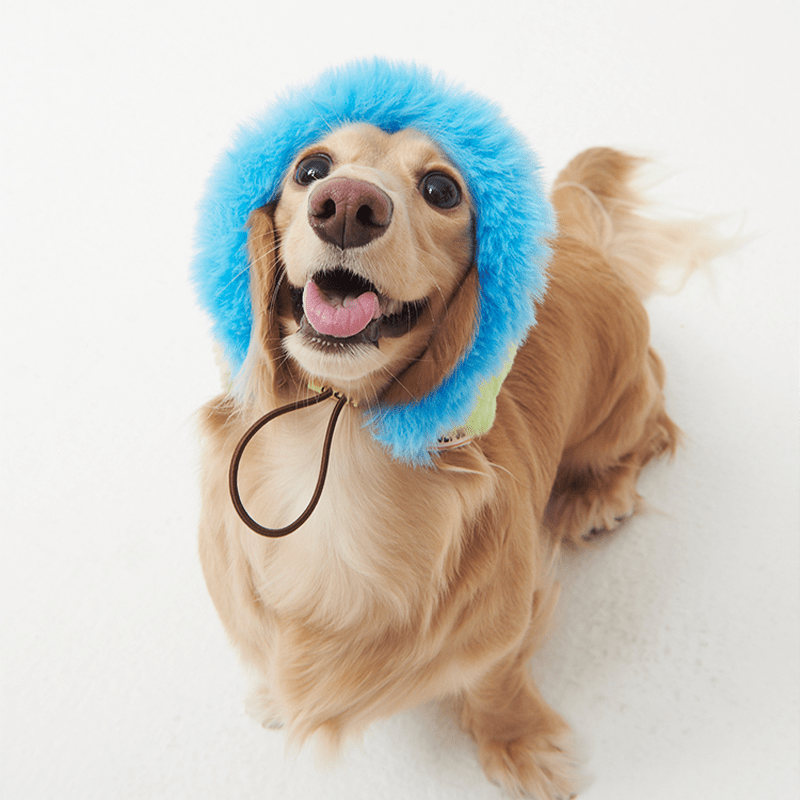 Faux Fur Hat Multicolor Blue+Green - PIKAPIKA