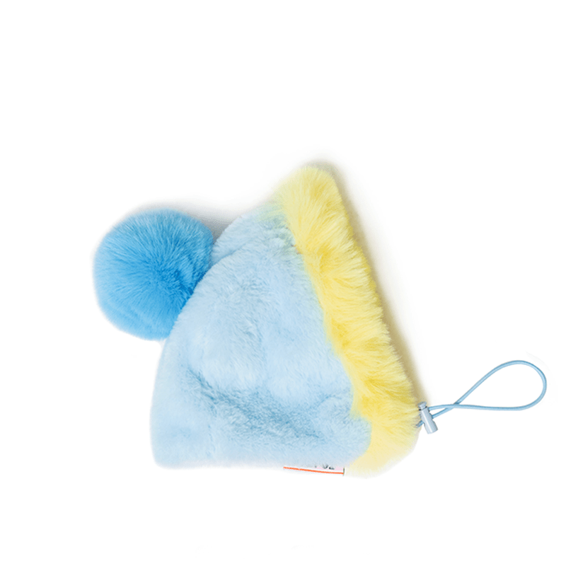 Faux Fur Hat Multicolor Blue+Yellow - PIKAPIKA