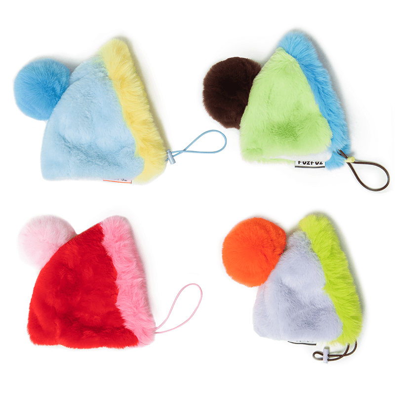 Faux Fur Hat Multicolor Purple+Green - PIKAPIKA