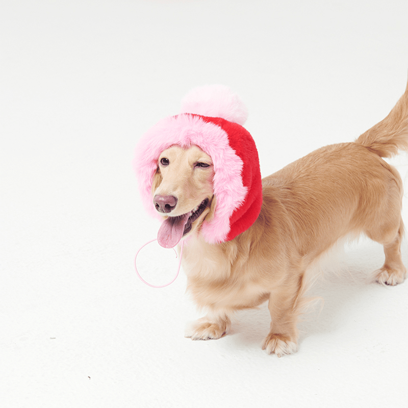 Faux Fur Hat Multicolor Red+Pink - PIKAPIKA