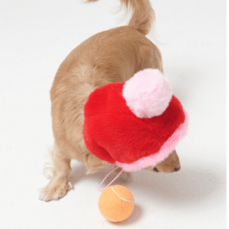 Faux Fur Hat Multicolor Red+Pink - PIKAPIKA