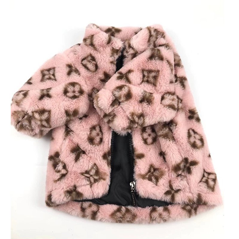 Faux Fur Zip Coat Jacket Bulldog Dog Clothes - PIKAPIKA