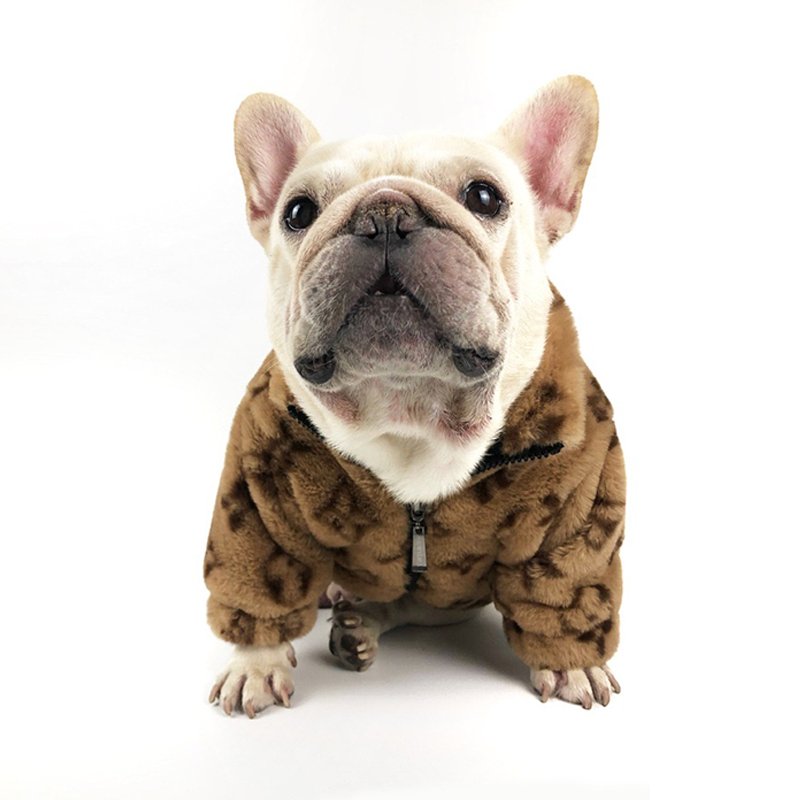 Faux Fur Zip Coat Jacket Bulldog Dog Clothes - PIKAPIKA