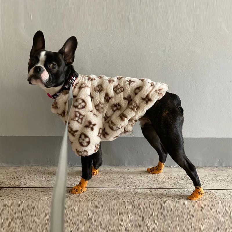 Faux Fur Zip Coat Jacket Bulldog Dog Clothes - PIKAPIKA