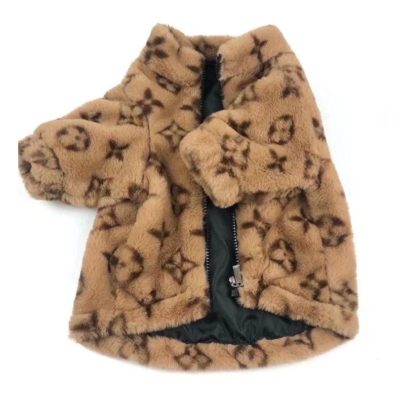 Faux Fur Zip Coat Jacket Bulldog Dog Clothes - PIKAPIKA