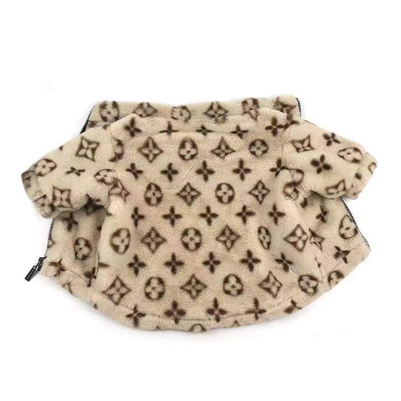 Faux Fur Zip Coat Jacket Bulldog Dog Clothes - PIKAPIKA