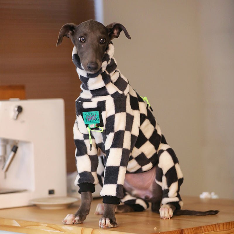Fleece Checkerboard Onesie Italian Greyhound Whippet Dog Clothes - PIKAPIKA