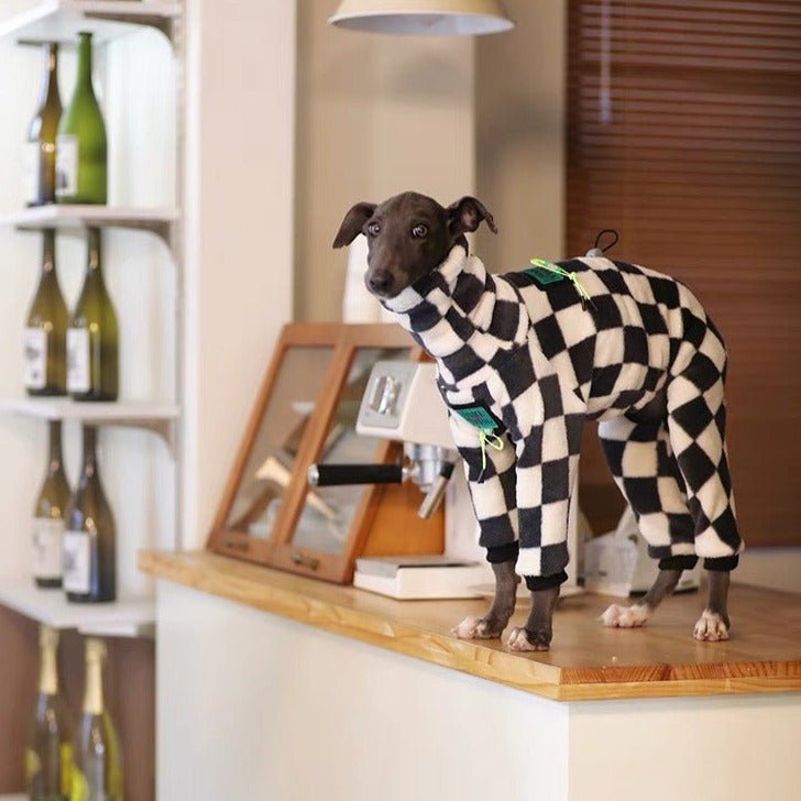Fleece Checkerboard Onesie Italian Greyhound Whippet Dog Clothes - PIKAPIKA