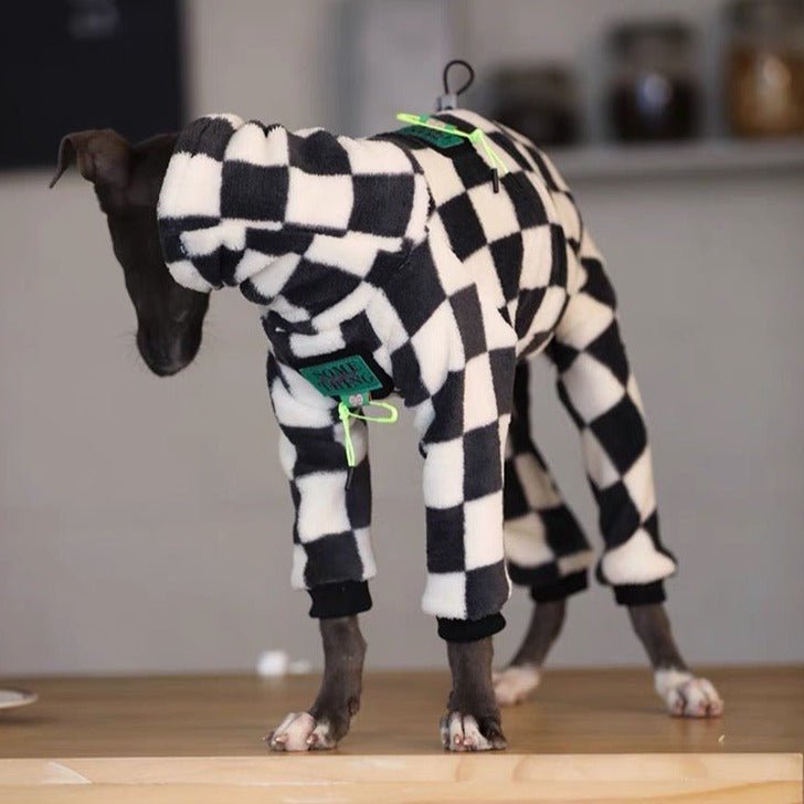 Fleece Checkerboard Onesie Italian Greyhound Whippet Dog Clothes - PIKAPIKA