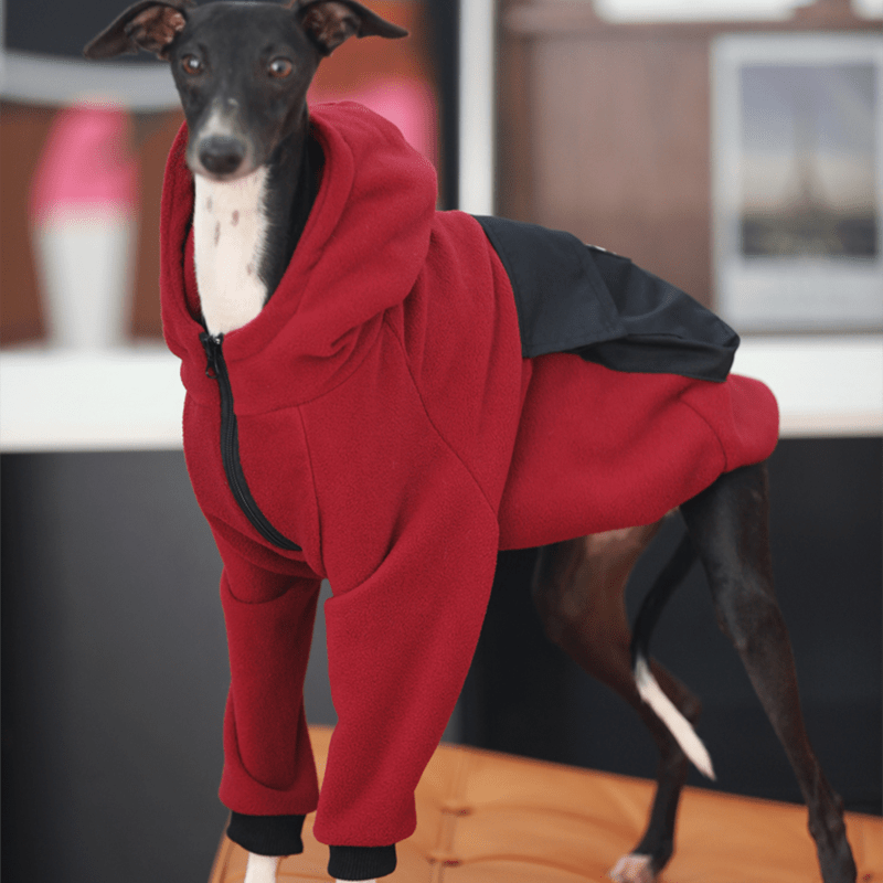 Fleece Hoodie Casual Italian Greyhound Whippet Dog Clothes Red - PIKAPIKA